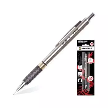 Карандаш механический BRAUBERG Black Jack, металлический корпус, резиновый грип, ластик, 0,5 мм, 180463