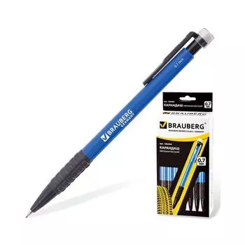 Карандаш механический BRAUBERG Comfort, корпус синий, резиновый грип, ластик, 0,7 мм, 180464, (24 шт.)
