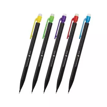 Карандаш механический STAFF, корпус черный, детали ассорти, ластик, 0,5 мм (48 шт.)