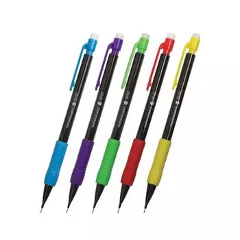 Карандаш механический STAFF, корпус черный, детали ассорти, резиновый грип, ластик, 0,5 мм (48 шт.)