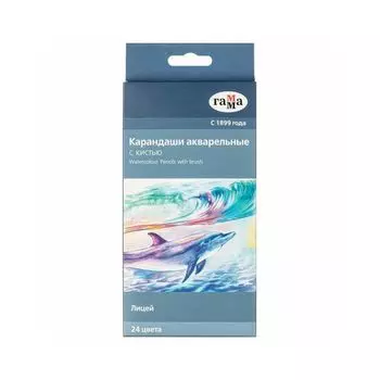 Карандаши акварельные ГАММА "Лицей", 24 цвета, заточенные, шестигранные, кисть, картонная упаковка, 221118_04