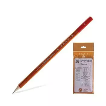 Карандаши чернографитные КРАСИН НАБОР 12 шт., Конструктор Винтаж, 2Н-2В, без резинки, заточенные, С-350