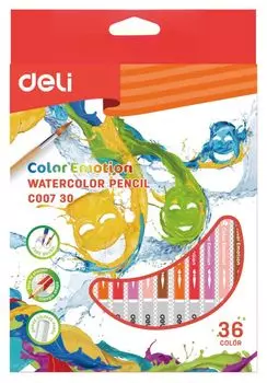 Карандаши цветные акварельные Deli Color Emotion 36 цветов EC00730 (12 шт. в уп-ке)
