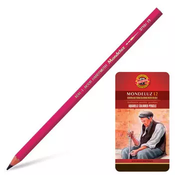 Карандаши цветные акварельные художественные KOH-I-NOOR Mondeluz, 12 цветов, 3,8 мм, заточенные, металлическая коробка, 3722012001PL