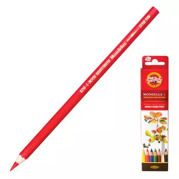Карандаши цветные акварельные художественные KOH-I-NOOR Mondeluz, 6 цветов, 3,8 мм, заточенные, европодвес, 3715006001KSRU