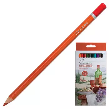 Карандаши цветные экстрамягкие Сонет, 12 цветов, в картонная упаковка с европодвесом, 13441444