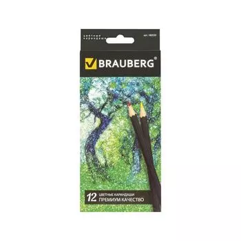 Карандаши цветные BRAUBERG Artist line, 12 цветов, черный корпус, заточенные, высшее качество, 180539