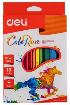Карандаши цветные Deli ColoRun 18 цветов EC00110