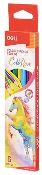 Карандаши цветные Deli ColoRun 6 цветов EC00360 (24 шт. в уп-ке)