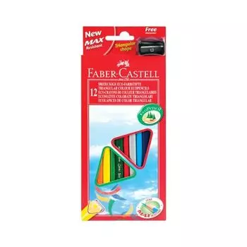 Карандаши цветные FABER-CASTELL, 12 цветов, трехгранные, с точилкой, упаковка с подвесом, 120523