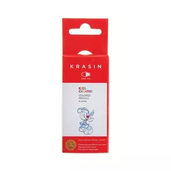 Карандаши цветные КРАСИН Веселый кролик, 6 цв., заточенные, 88 мм, 06KW000102H, (20 шт.)