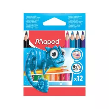 Карандаши цветные MAPED (Франция) Pulse', 12 цв,мини,пластик.,трехгранные,заточ.,европодве (12 шт.)