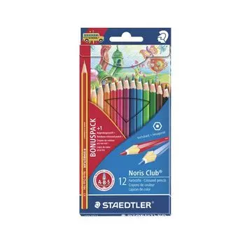 Карандаши цветные STAEDTLER (Германия) Noris club, 12 цветов + 1 цвет-радуга, заточенные, 144 SET3