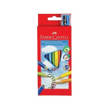 Карандаши цветные утолщенные FABER-CASTELL Jumbo 10 цв, трехгранные, с точилкой