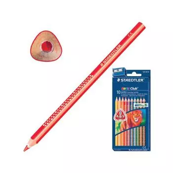 Карандаши цветные утолщенные STAEDTLER Noris Club, 10 цветов, трехгранные, 4 мм, европодвес, 128 NC10