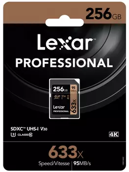 Карта памяти Lexar Professional 256Gb 633x SDXC Class 10 UHS-I U3 V30 (95/45 MB/s)
