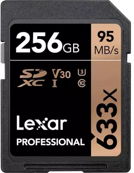 Карта памяти 256Gb Lexar Professional 633x SDXC Class 10 UHS-I U3 V30 (95/45 MB/s) LSD256CB633