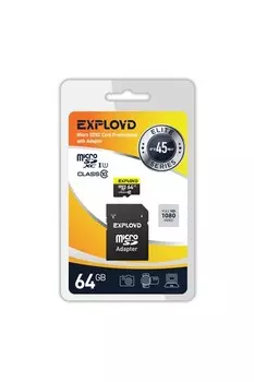 Карта памяти Exployd MicroSDXC 64Gb Class 10 UHS-1 Elite EX064GCSDXC10UHS-1-ElU1 + adapter