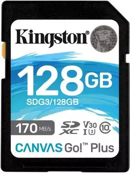 Карта памяти Kingston Canvas 128Gb Go Plus SDXC UHS-I U3 V30 (170/90 Mb/s)