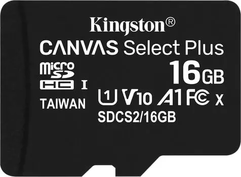 Карта памяти Kingston micro SDHC 16Gb Canvas Select Plus UHS-I U1 A1 + ADP (100/10 Mb/s)