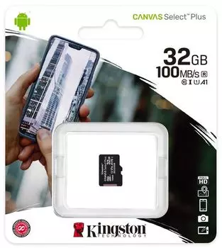 Карта памяти Kingston micro SDHC 32Gb Canvas Select Plus UHS-I U1 A1 + ADP (100/10 Mb/s)
