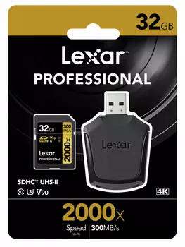 Карта памяти Lexar Professional 32Gb 2000x SDHC UHS-II U3 V90 (300/260 MB/s)