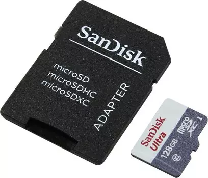 Карта Памяти micro SDXC 128Gb Sandisk Ultra Class 10 UHS-I + ADP (80/10 MB/s)