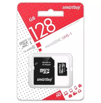 Карта памяти SmartBuy micro SDXC 128Gb Class 10 UHS-I + ADP