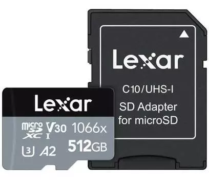 Карта памяти micro SDXC 512Gb Lexar Professional 1066x UHS-I U3 V30 A2 + ADP (160/120 MB/s)