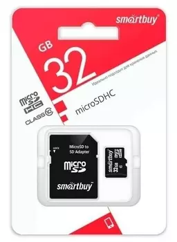 Карта памяти SmartBuy micro SDHC 32Gb Class10 LE + адаптер (SB32GBSDCL10-01LE)