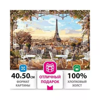 Картина по номерам 40х50 см ОСТРОВ СОКРОВИЩ "Париж", на подрамнике, акриловые краски, 3 кисти, 662466