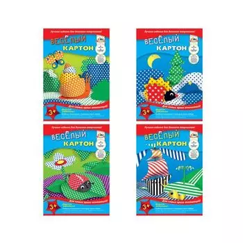 Картон цветной А4 2-сторонний МЕЛОВАННЫЙ, ВЕСЕЛЫЙ (принт), 6 листов 6 цветов, в папке, АППЛИКА, 205х290 мм, С0151, (10 шт.)