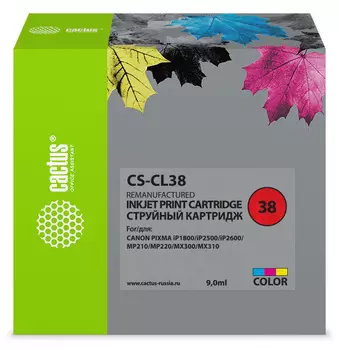 Картридж Cactus CS-CL38 голубой/пурпурный/желтый