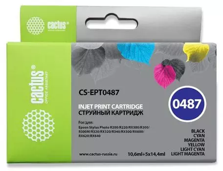Картридж Cactus CS-EPT0487 черный/голубой/пурпурный/желтый/светло-голубой/светло-пурпурный