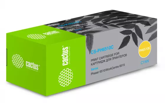 Картридж лазерный Cactus 106R03485 CS-PH6510C голубой (2400стр.) для Xerox Phaser 6510DN/WC 6515DN