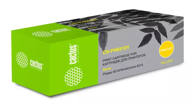 Картридж лазерный Cactus 106R03487 CS-PH6510Y желтый (2400стр.) для Xerox Phaser 6510DN/WC 6515DN