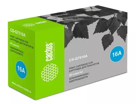 Картридж лазерный Cactus CS-Q7516A черный (12000стр.) для HP LJ 5200/5200N/5200L/5200TN/5200DTN