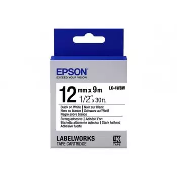 Картридж с лентой Epson C53S654016 термотрансферная, повышенной адгезии, бел./черн. 12мм/9м - LK4WBW