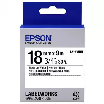 Картридж с лентой Epson C53S655006 Tape 18мм/9м, бел./черн. для LW-400/400VP/700/900P - LK5WBN