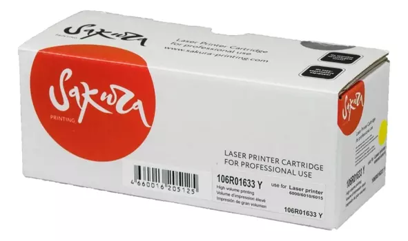 Картридж SAKURA 106R01633 для Xerox Phaser 6000 / 6010, WC6015 желтый, 1000 к.