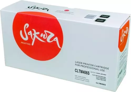 Картридж SAKURA CLTM406S для Samsung CLP-360/365/365w, CLX-3300/3305/3305w/3305Fw/3305FN, Xpress C410/460, пурпурный, 1000 к.