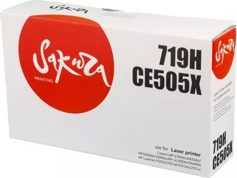 Картридж SAKURA CRG719H/CE505X для Сanon LBP 6300dn/6650dn, MF411dw, MF 5840dn/5880dn, MF-6140DN,5940DN, HP LaserJet P2050/2055d/2055dn/2055x, черный, 6400 к.