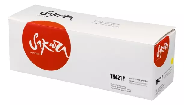 Картридж SAKURA TN421Y для Brother HL-8260DCW, DCP-8410, MFC-8690, желтый, 1 800к.