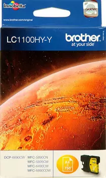 Картридж струйный Brother LC1100HYY желтый (750стр.) для Brother DCP-6690CW