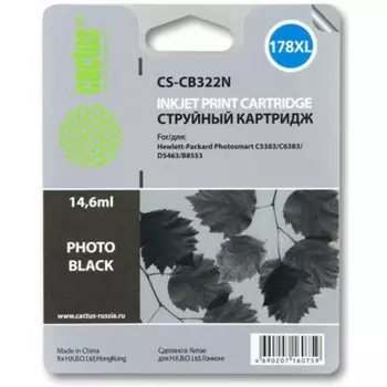Картридж струйный Cactus CS-CB322N №178XL фото черный для HP PS B8553/C5383/C6383/D5463