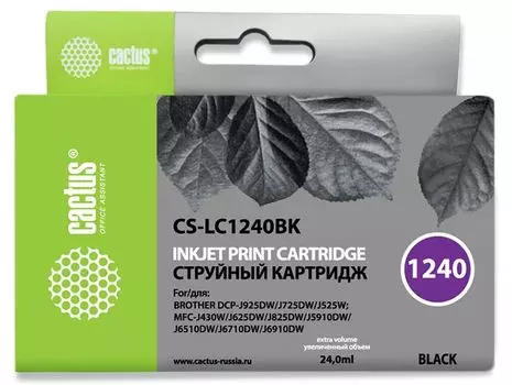 Картридж струйный Cactus CS-LC1240BK черный (24мл) для Brother MFC-J6510/6910DW