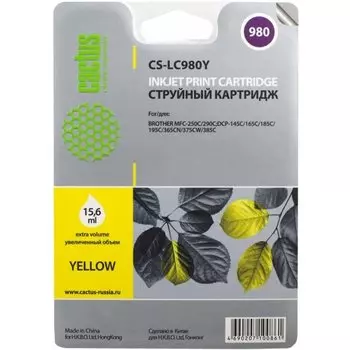 Картридж струйный Cactus CS-LC980Y желтый для Brother DCP-145C/165C MFC-250C/290C (16ml)