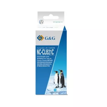 Картридж струйный G&amp;G NC-CLI521C голубой (8.4мл) для Canon PIXMA MP540/550/560/620/630/640/980/990