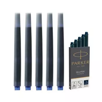 Картриджи чернильные PARKER Cartridge Quink, КОМПЛЕКТ 5 шт., темно-синие, 1950385