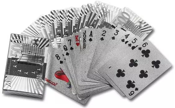 Карты игральные пластик подарочные СЕРЕБРО 2 -JSD 54 листа
